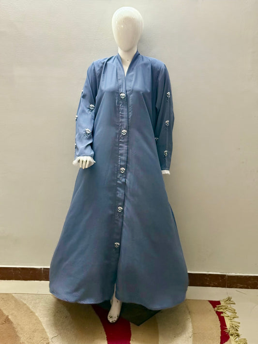 Stylish Abaya Beautiful Grey and white combination